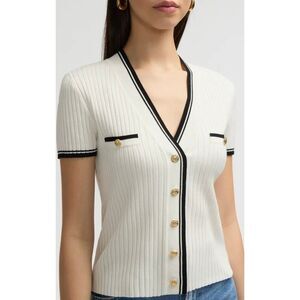 NVLT Stripe Short Sleeve Crop Cardigan Size‎ Small